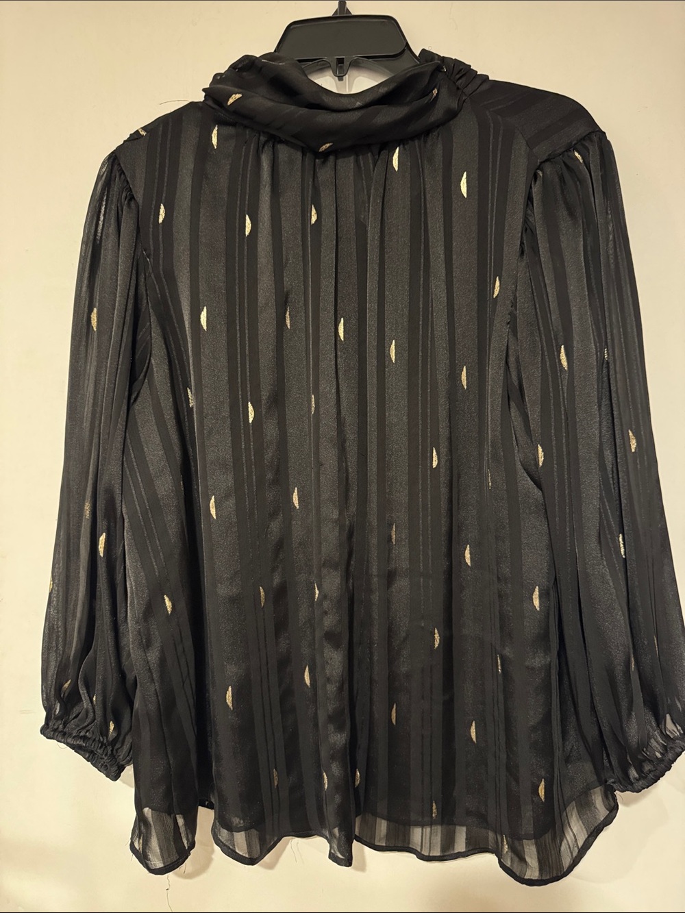 Zac & Rachel Black Sheer Blouse with Gold Dots